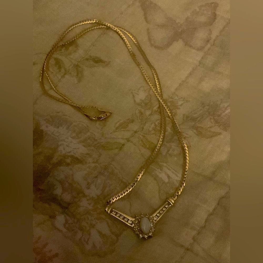 VTG 14k Yellow Gold *RARE* AV Alwand Vahan 🌺Opal🌺Diamond Necklace - Picture 11 of 12